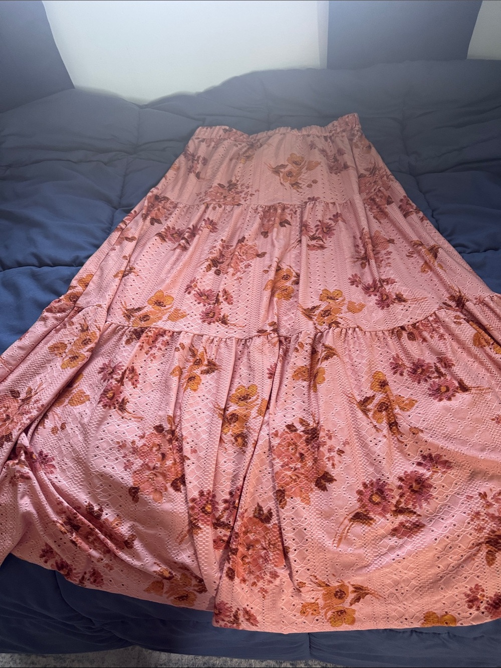 LuLaRoe Dusty Pink Floral Tiered Maxi Skirt